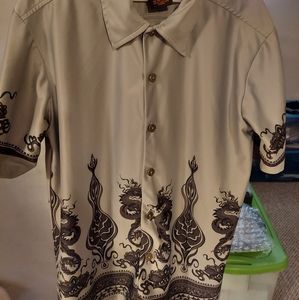 Zonz medium short sleeve button down Asian inspired Club shirt